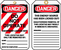 Accuform Signs, Tags, Lockout, Danger, Laminate - Latex, Supported